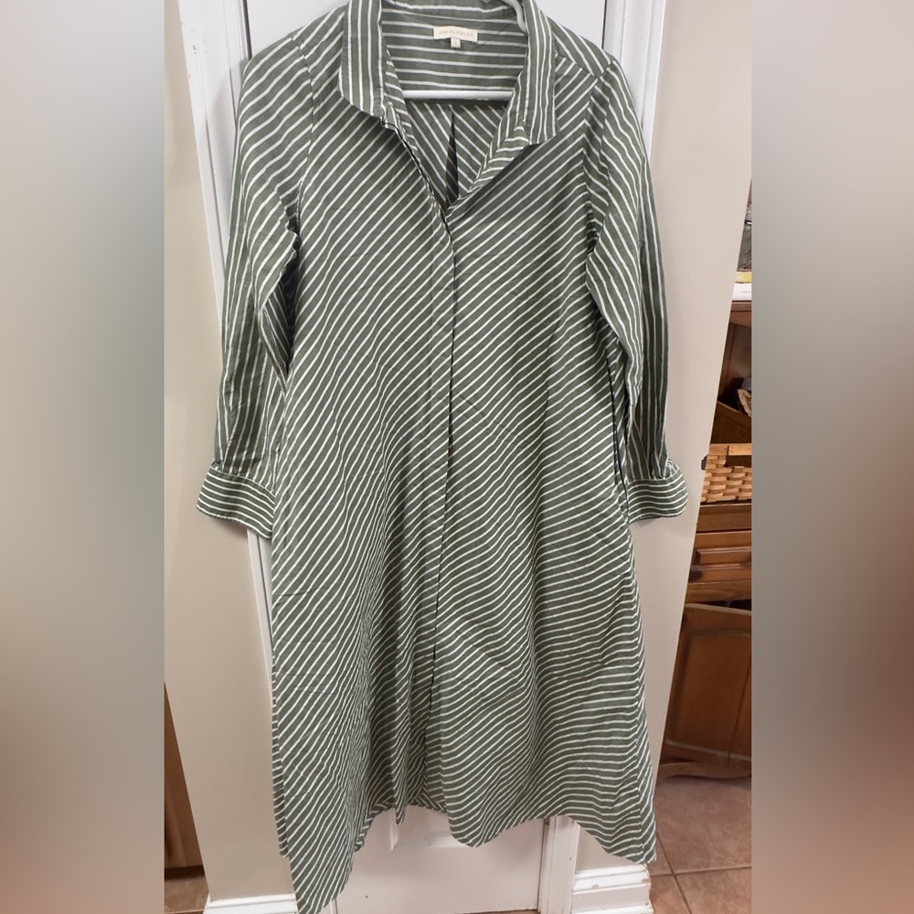 ANN MASHBURN Olive Striped Long Sleeve Dress (mix19)